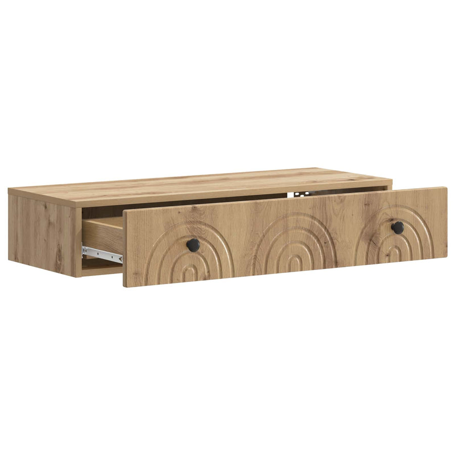 Wandmontage Zijtafel Artisanaal eiken 87,5 x 34,5 x 17 cm