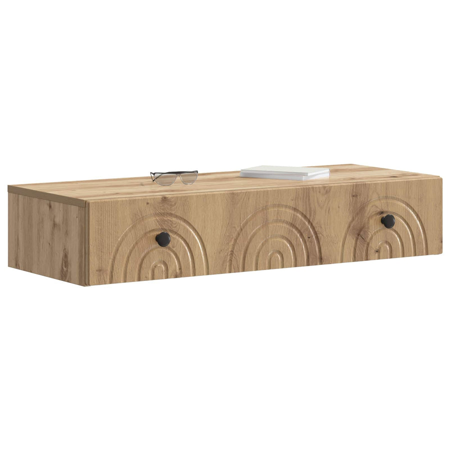 Wandmontage Zijtafel Artisanaal eiken 87,5 x 34,5 x 17 cm