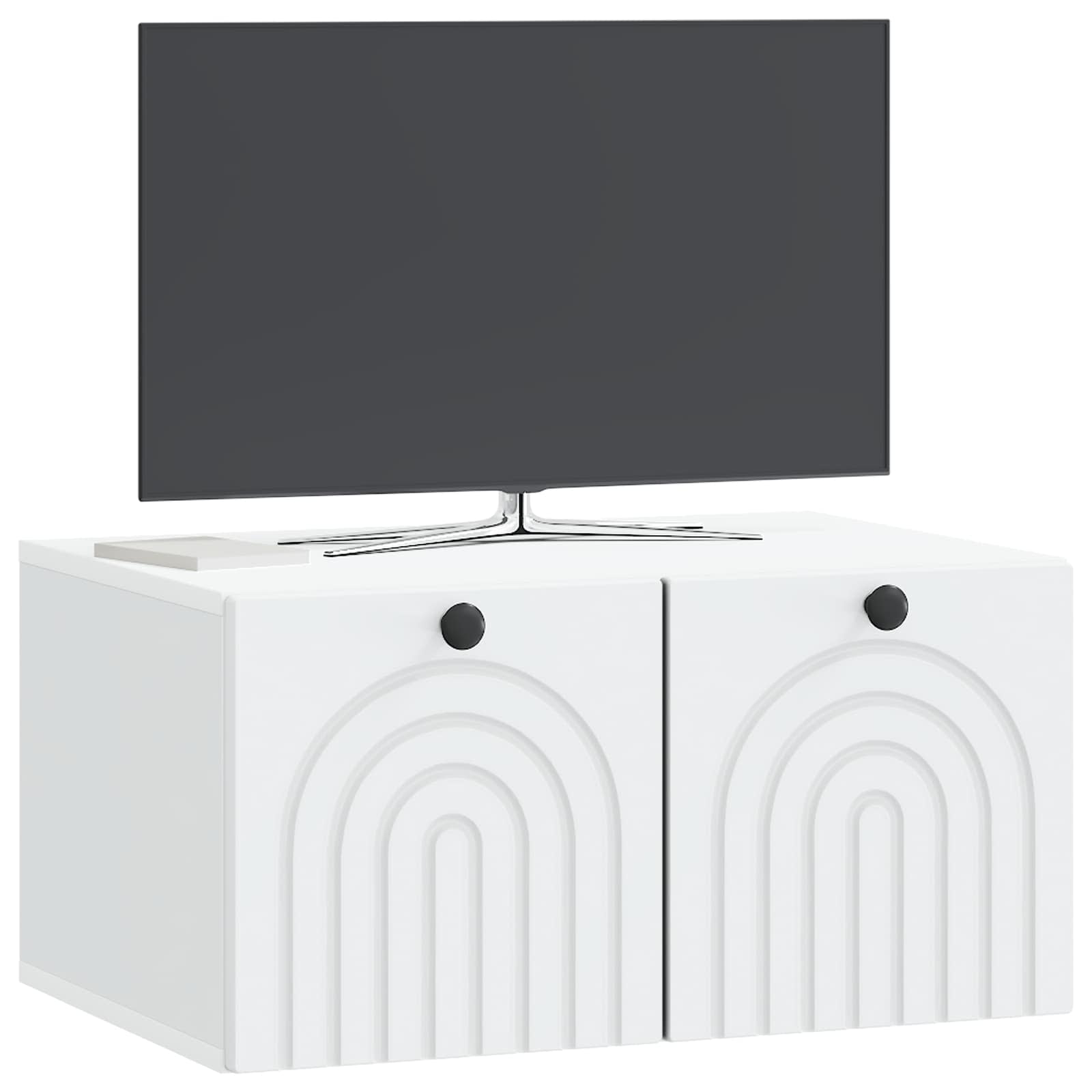 Wandbeugel TV-kast Wit 59,5 x 41 x 30 cm Bewerkt hout