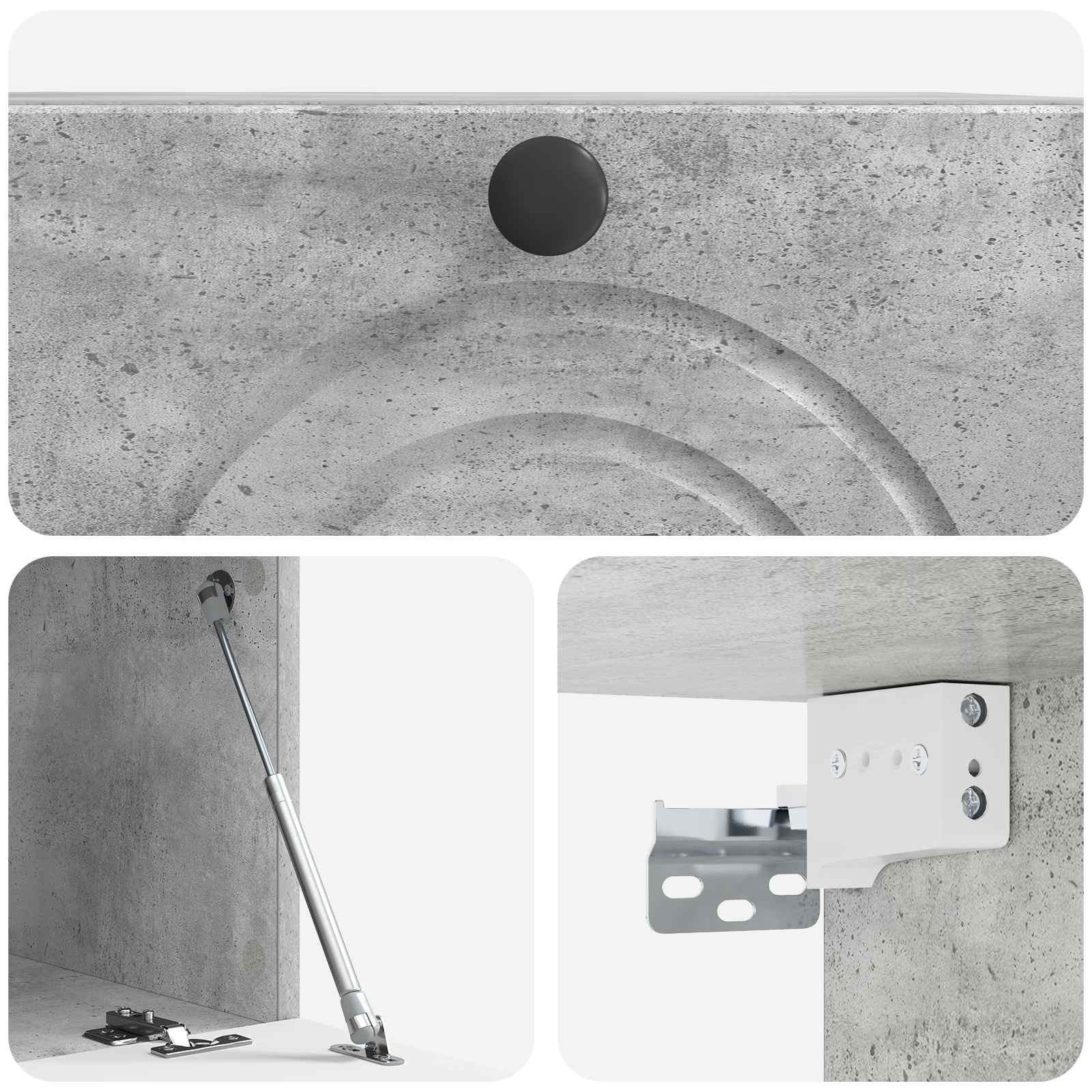 Wandbeugel TV-kast Betongrijs 59,5 x 41 x 30 cm Bewerkt hout