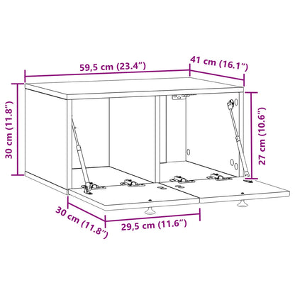 Wandbeugel TV-kast Betongrijs 59,5 x 41 x 30 cm Bewerkt hout