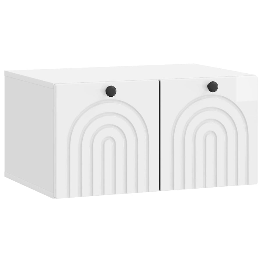 Wandbeugel TV-kast Hoogglans Wit 59,5 x 41 x 30 cm Bewerkt hout