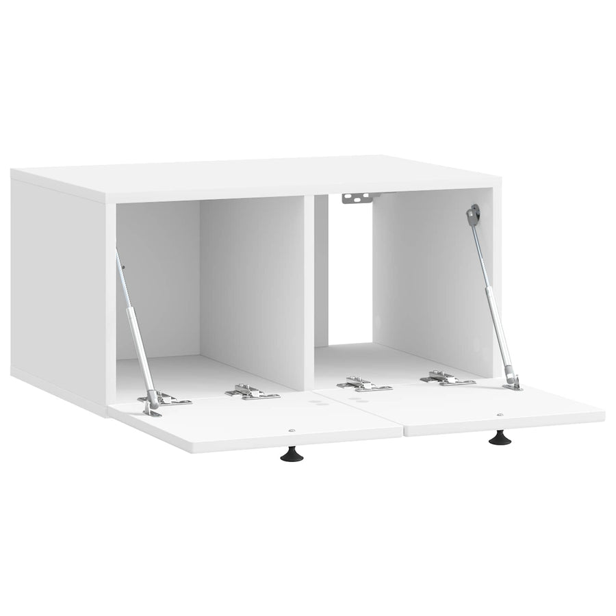 Wandbeugel TV-kast Hoogglans Wit 59,5 x 41 x 30 cm Bewerkt hout
