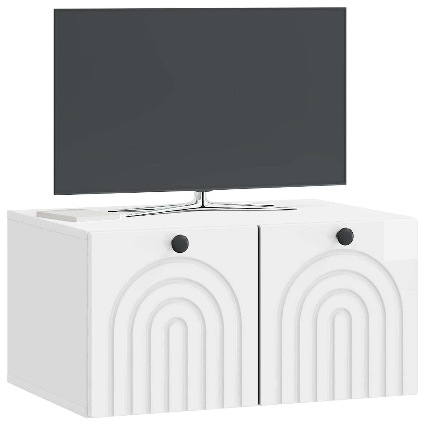 Wandbeugel TV-kast Hoogglans Wit 59,5 x 41 x 30 cm Bewerkt hout