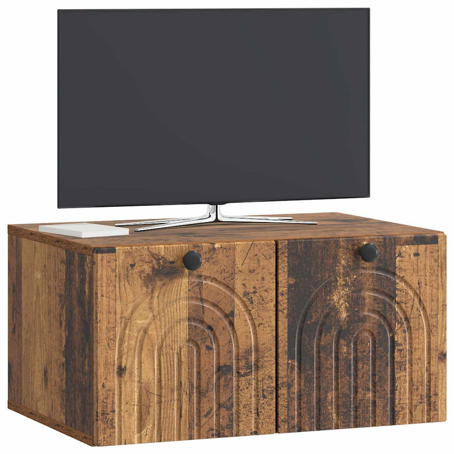 Wandbeugel TV-kast Oud hout 59,5 x 41 x 30 cm Bewerkt hout
