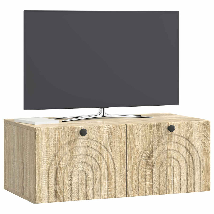 Wandbeugel TV-kast Sonoma Eiken 78,5 x 41 x 30 cm Bewerkt hout