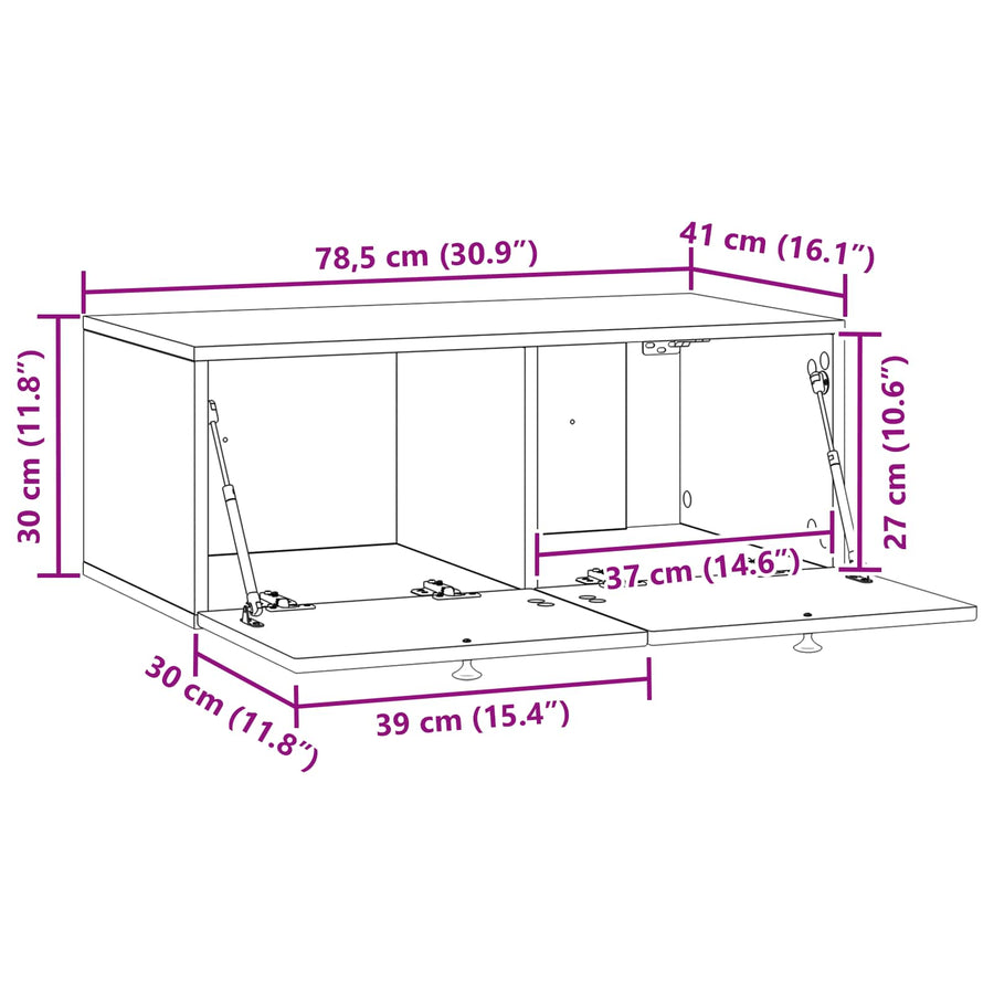 Wandbeugel TV-kast Sonoma Eiken 78,5 x 41 x 30 cm Bewerkt hout