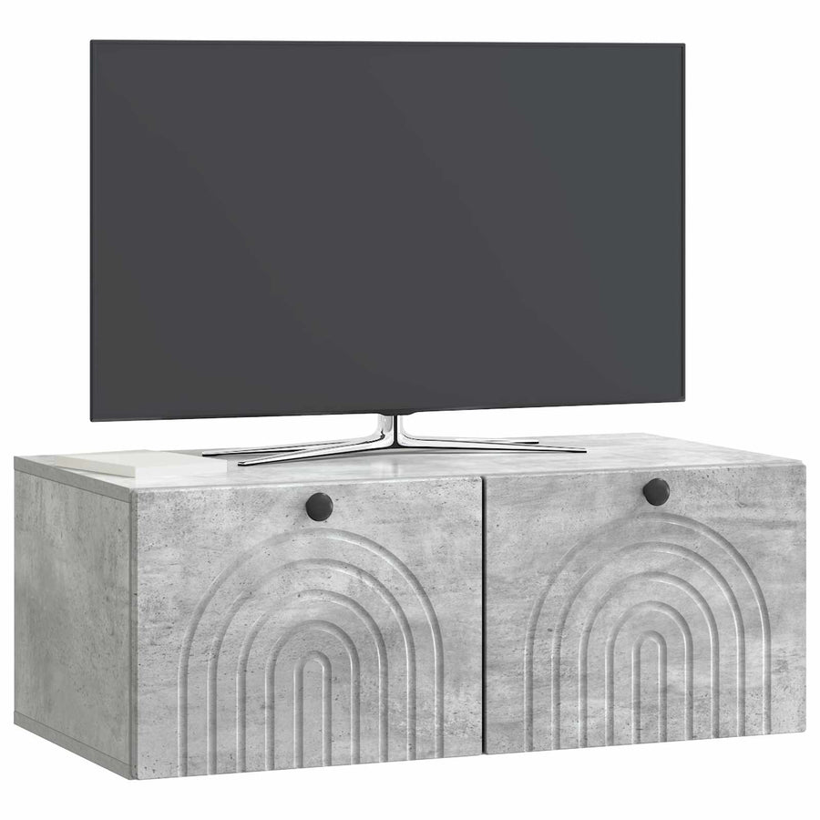 Wandbeugel TV-kast Betongrijs 78,5 x 41 x 30 cm Bewerkt hout