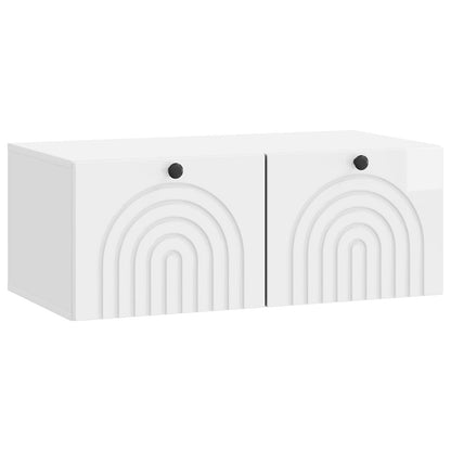 Wandbeugel TV-kast Hoogglans Wit 78,5 x 41 x 30 cm Bewerkt hout