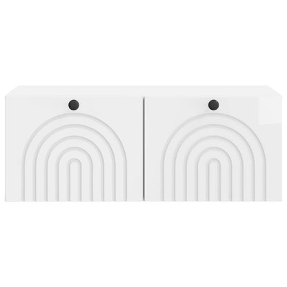 Wandbeugel TV-kast Hoogglans Wit 78,5 x 41 x 30 cm Bewerkt hout