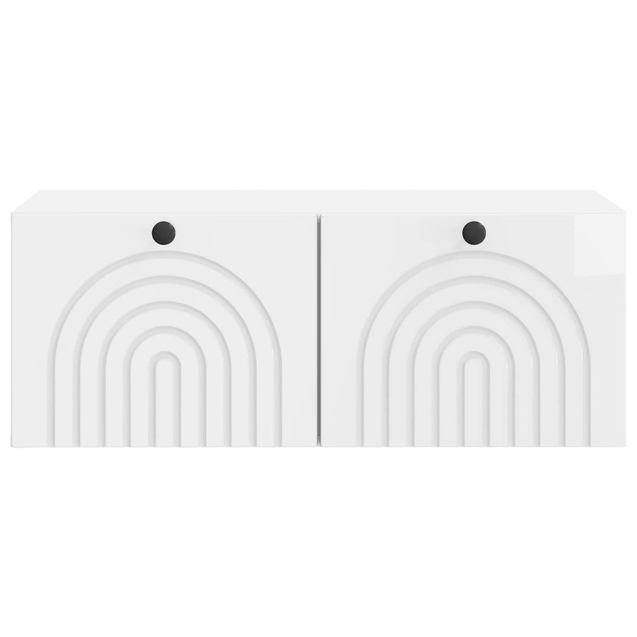 Wandbeugel TV-kast Hoogglans Wit 78,5 x 41 x 30 cm Bewerkt hout
