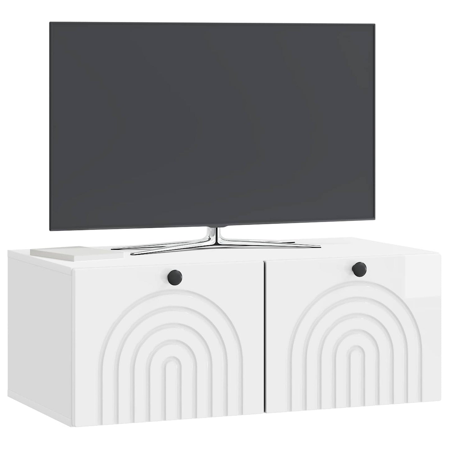 Wandbeugel TV-kast Hoogglans Wit 78,5 x 41 x 30 cm Bewerkt hout