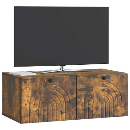 Wandbeugel TV-kast Gerookt eiken 78,5 x 41 x 30 cm Bewerkt hout