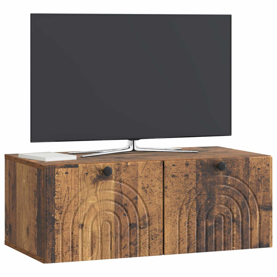 Wandbeugel TV-kast Oud hout 78,5 x 41 x 30 cm Bewerkt hout