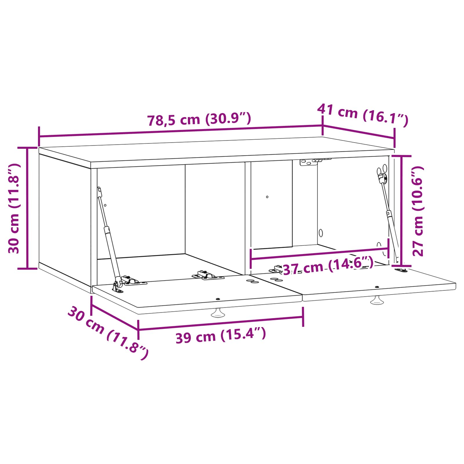 Wandbeugel TV-kast Oud hout 78,5 x 41 x 30 cm Bewerkt hout