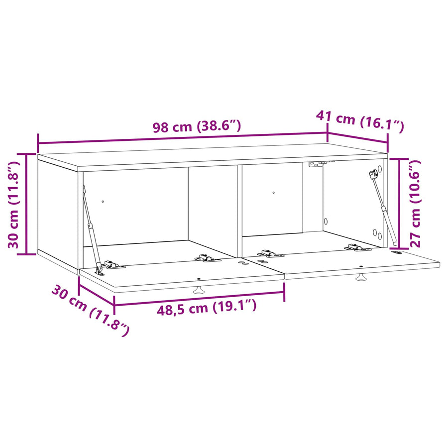 Wandbeugel TV-kast Zwart 99 x 41 x 30 cm Bewerkt hout