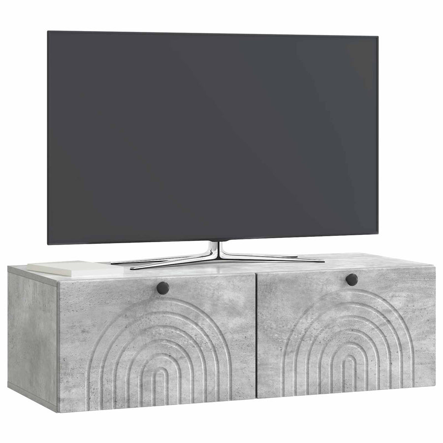 Wandbeugel TV-kast Betongrijs 99 x 41 x 30 cm Bewerkt hout