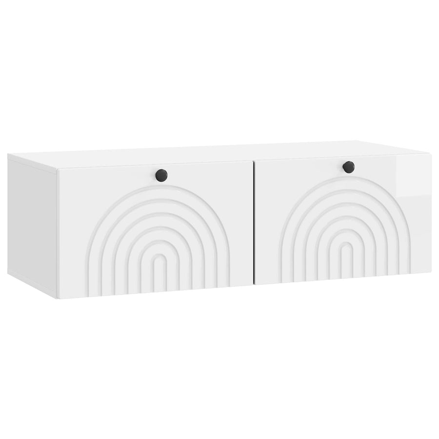 Wandbeugel TV-kast Hoogglans Wit 98 x 41 x 30 cm Bewerkt hout