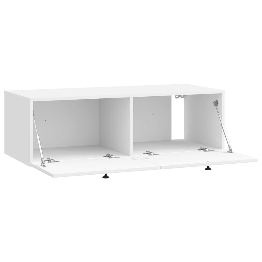 Wandbeugel TV-kast Hoogglans Wit 98 x 41 x 30 cm Bewerkt hout