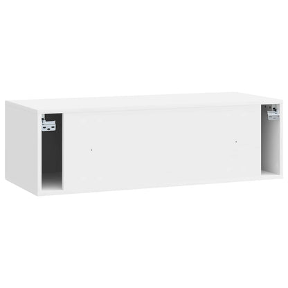 Wandbeugel TV-kast Hoogglans Wit 98 x 41 x 30 cm Bewerkt hout