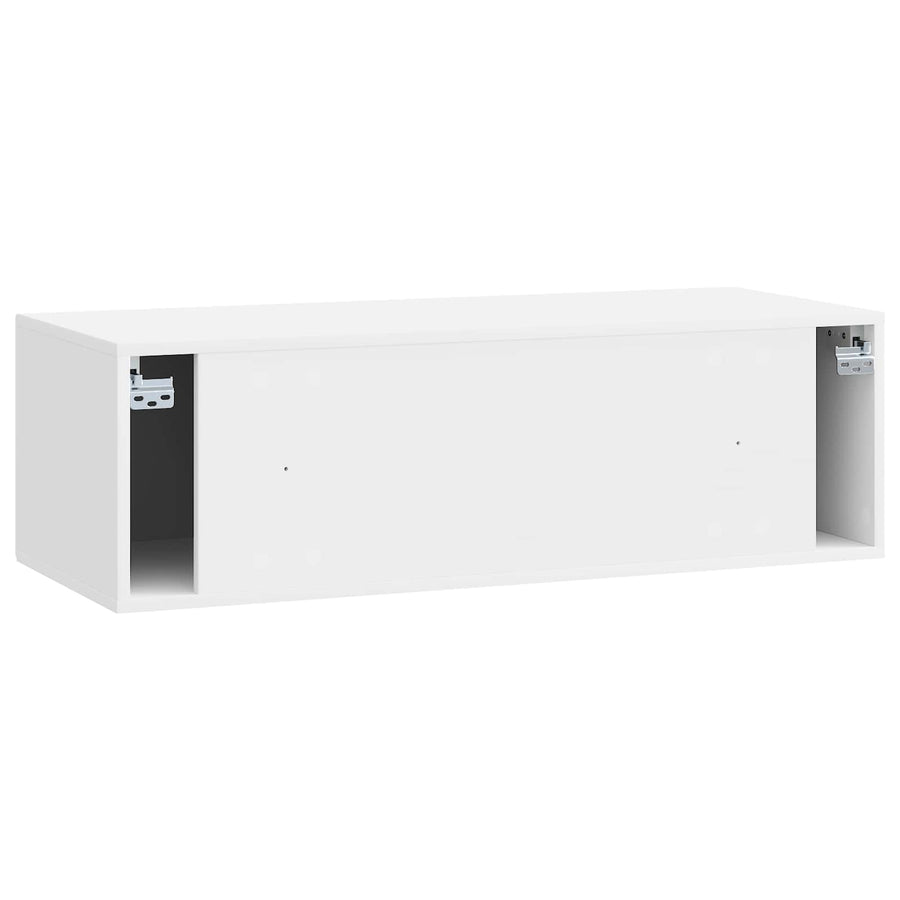 Wandbeugel TV-kast Hoogglans Wit 98 x 41 x 30 cm Bewerkt hout