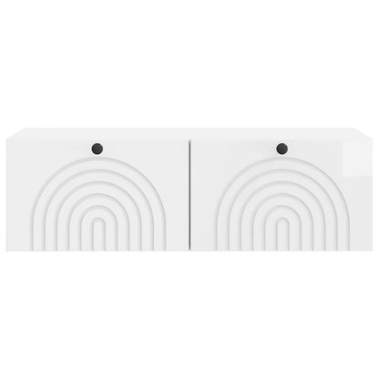 Wandbeugel TV-kast Hoogglans Wit 98 x 41 x 30 cm Bewerkt hout