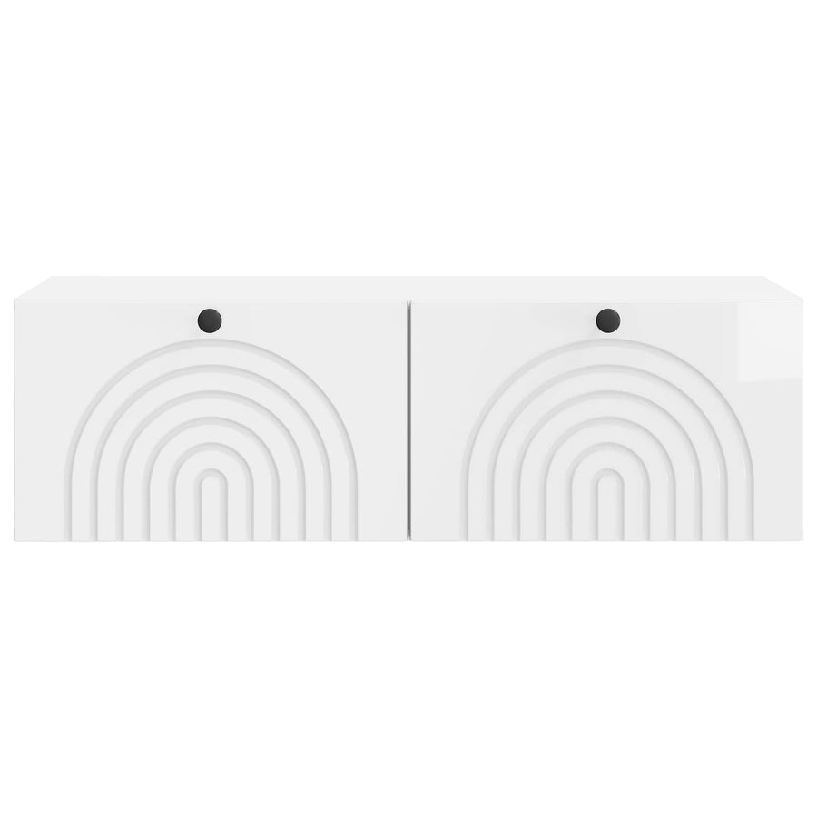 Wandbeugel TV-kast Hoogglans Wit 98 x 41 x 30 cm Bewerkt hout