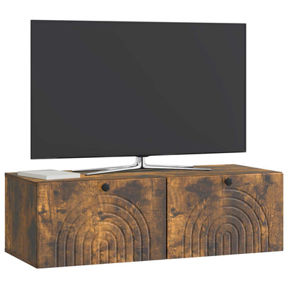 Wandbeugel TV-kast Gerookt eiken 99 x 41 x 30 cm Bewerkt hout