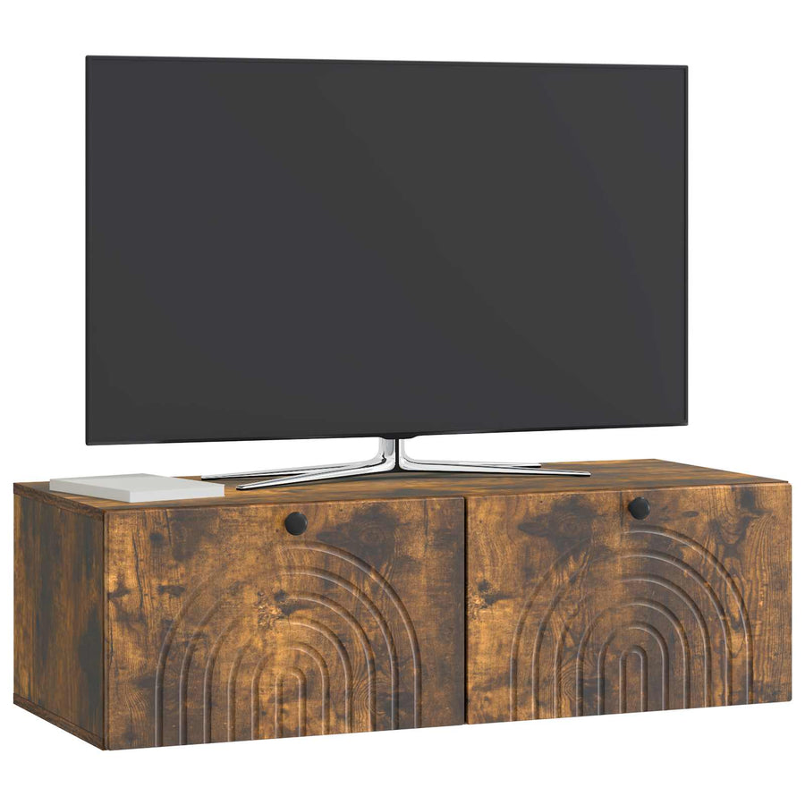 Wandbeugel TV-kast Gerookt eiken 99 x 41 x 30 cm Bewerkt hout