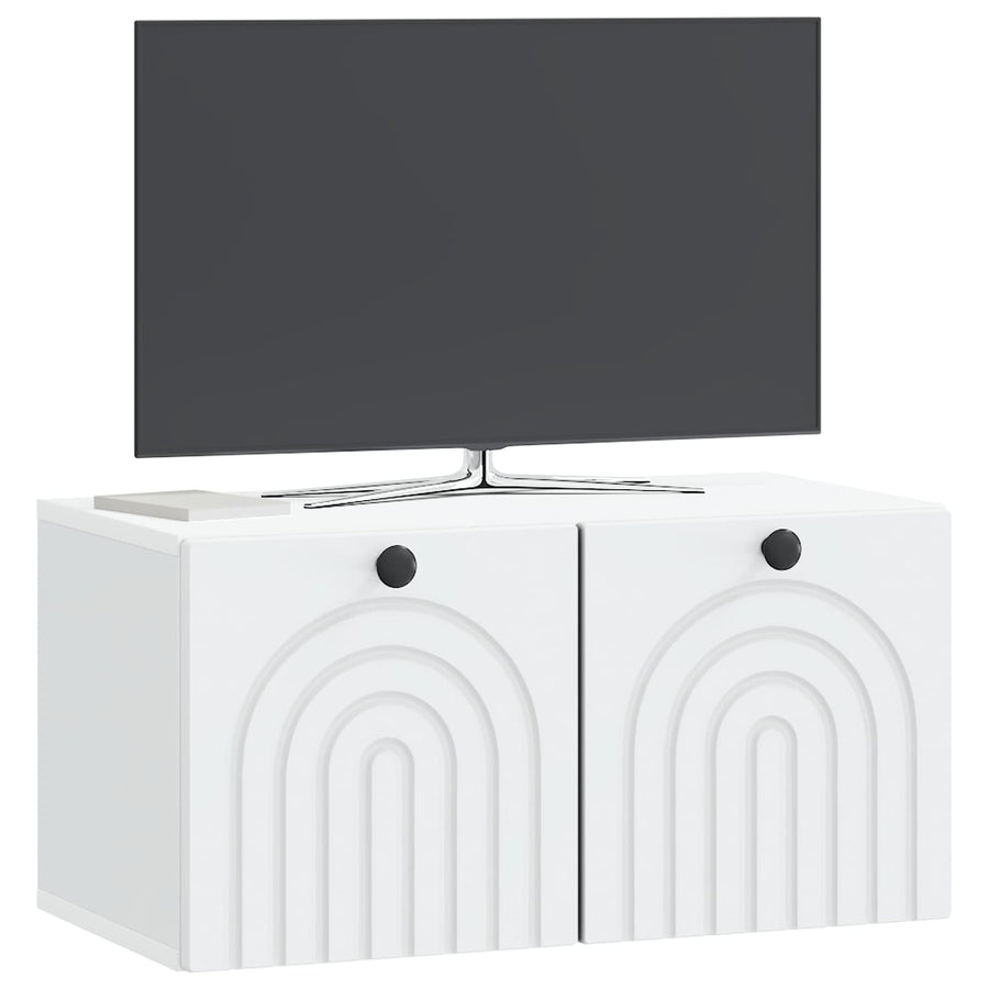 Wandbeugel TV-kast Wit 59,5 x 31 x 30 cm Bewerkt hout