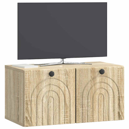Wandbeugel TV-kast Sonoma Eiken 59,5 x 31 x 30 cm Bewerkt hout