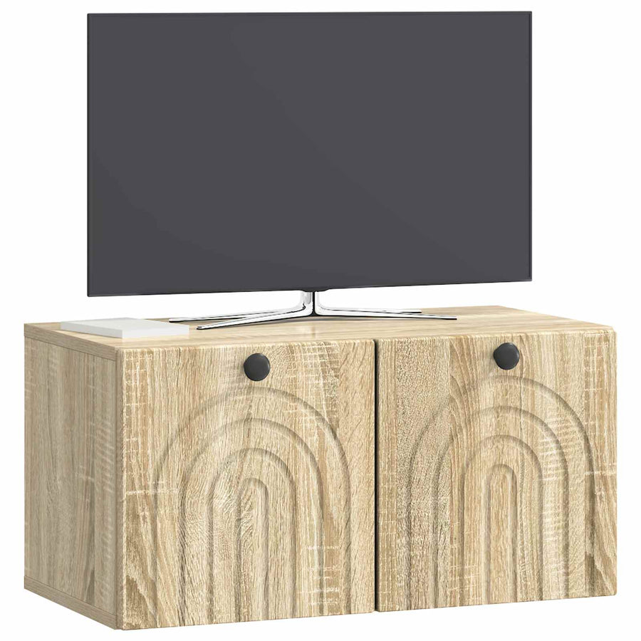 Wandbeugel TV-kast Sonoma Eiken 59,5 x 31 x 30 cm Bewerkt hout