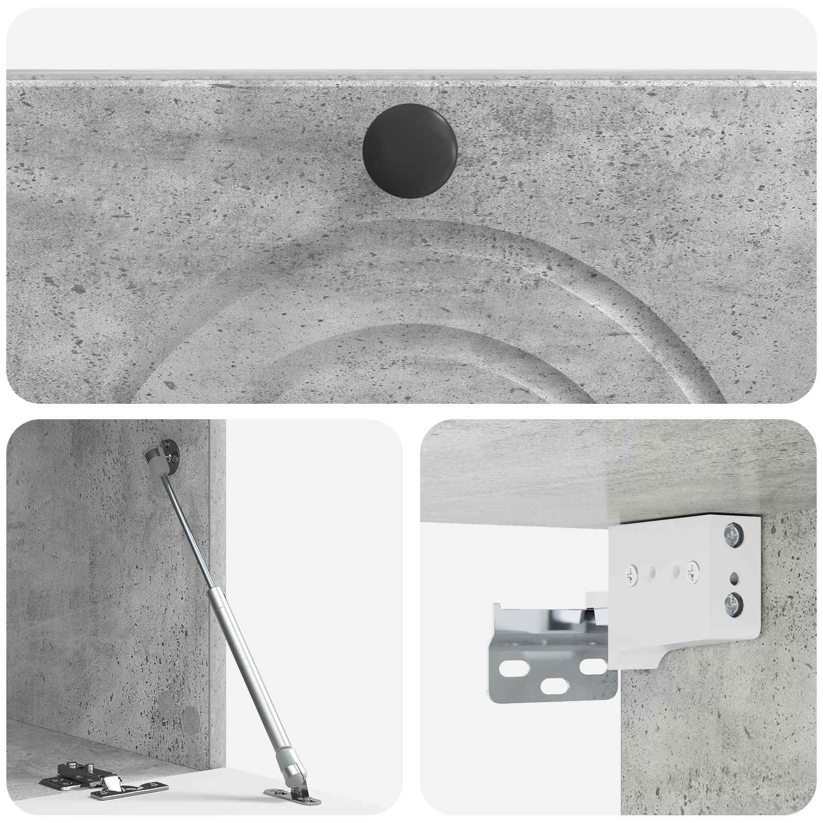 Wandbeugel TV-kast Betongrijs 59,5 x 31 x 30 cm Bewerkt hout