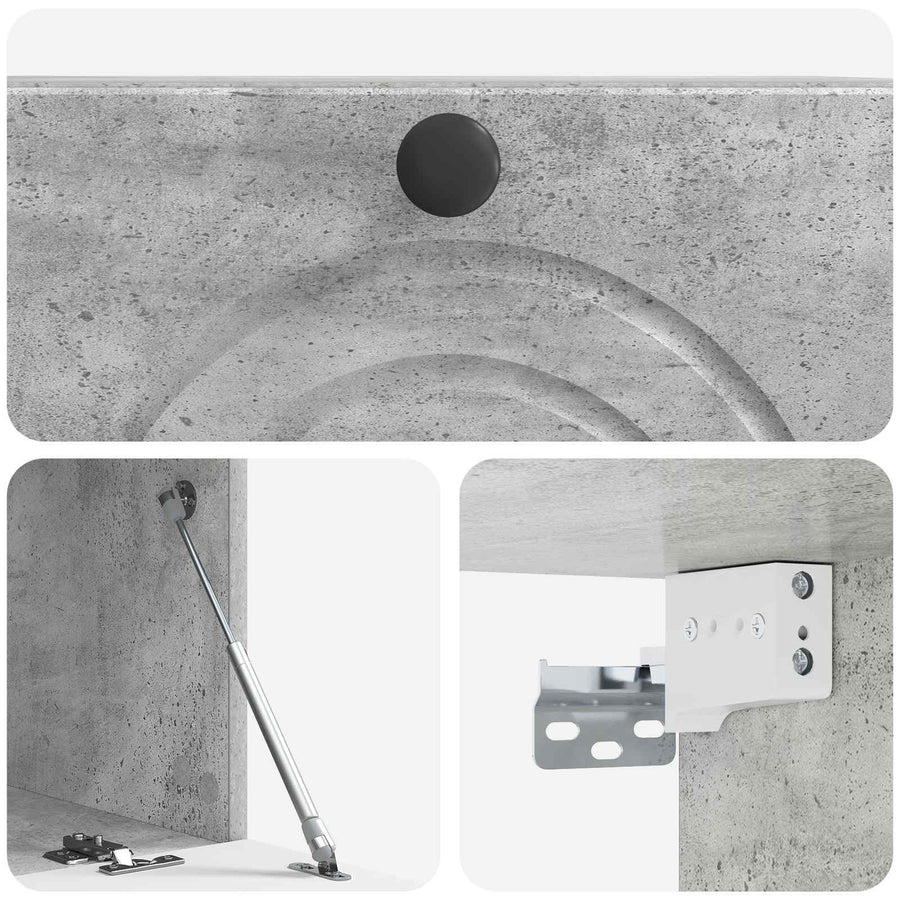 Wandbeugel TV-kast Betongrijs 59,5 x 31 x 30 cm Bewerkt hout