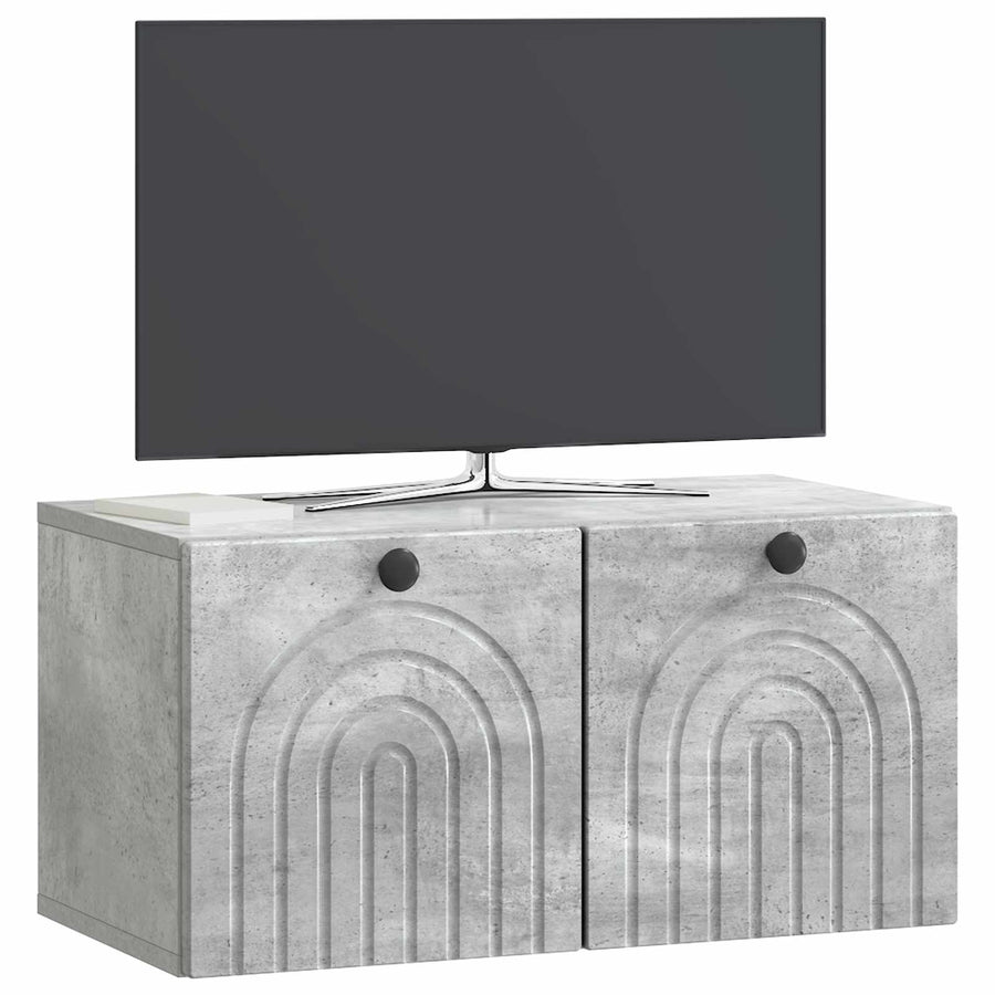 Wandbeugel TV-kast Betongrijs 59,5 x 31 x 30 cm Bewerkt hout