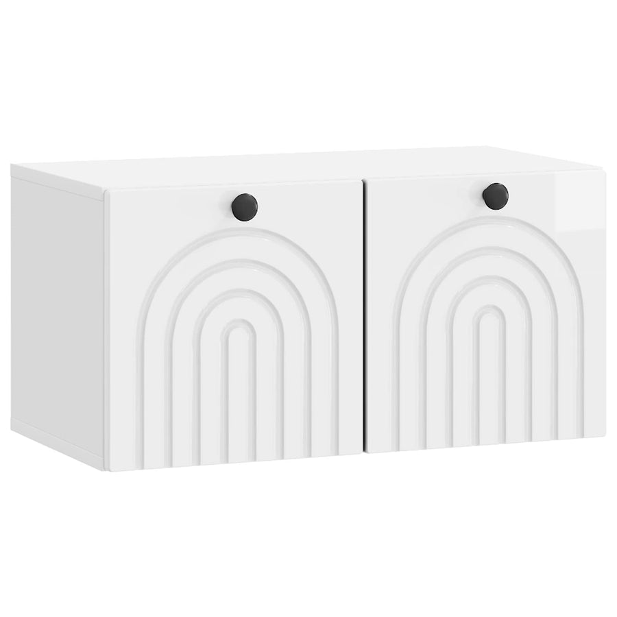 Wandbeugel TV-kast Hoogglans Wit 59,5 x 31 x 30 cm Bewerkt hout