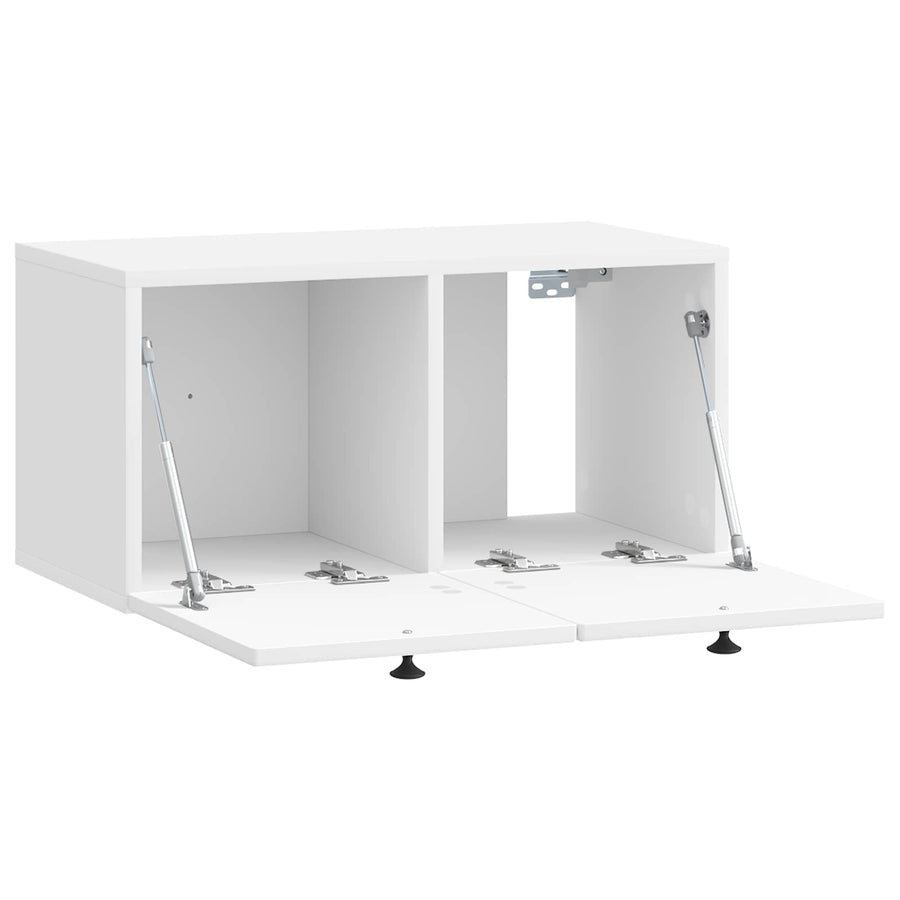 Wandbeugel TV-kast Hoogglans Wit 59,5 x 31 x 30 cm Bewerkt hout