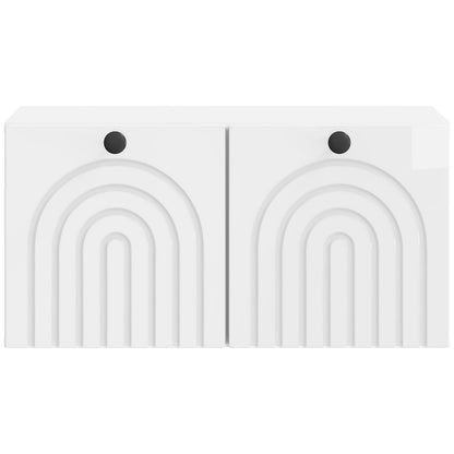 Wandbeugel TV-kast Hoogglans Wit 59,5 x 31 x 30 cm Bewerkt hout
