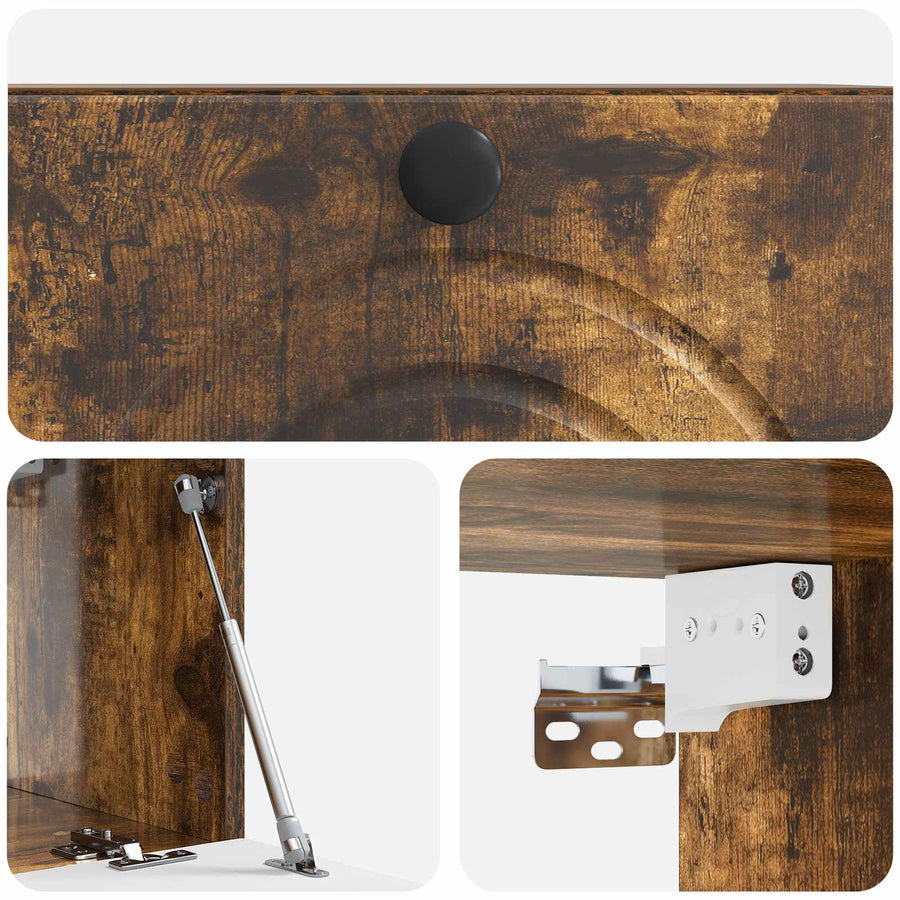Wandbeugel TV-kast Gerookt eiken 59,5 x 31 x 30 cm Bewerkt hout