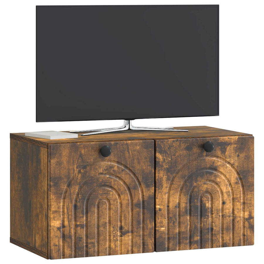 Wandbeugel TV-kast Gerookt eiken 59,5 x 31 x 30 cm Bewerkt hout