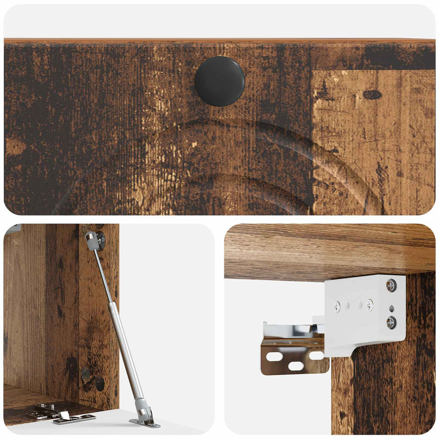 Wandbeugel TV-kast Oud hout 59,5 x 31 x 30 cm Bewerkt hout