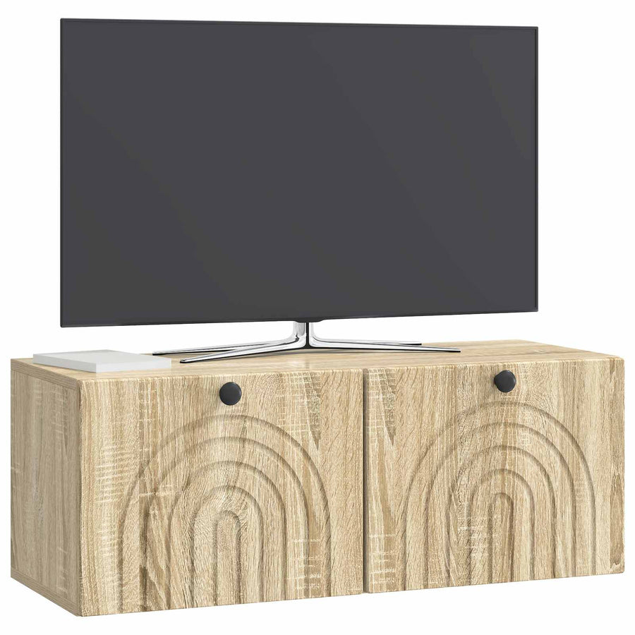 Wandbeugel TV-kast Sonoma Eiken 78,5 x 31 x 30 cm Bewerkt hout