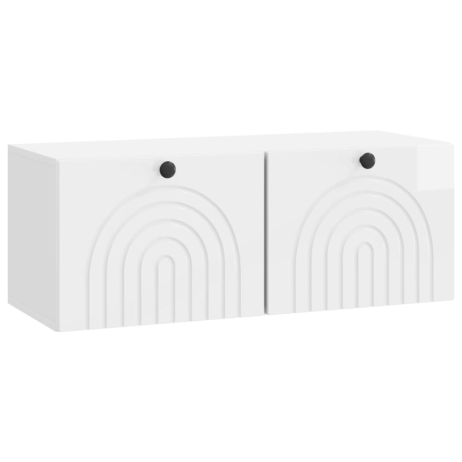 Wandbeugel TV-kast Hoogglans Wit 78,5 x 31 x 30 cm Bewerkt hout