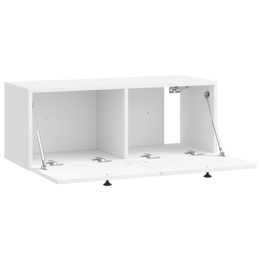 Wandbeugel TV-kast Hoogglans Wit 78,5 x 31 x 30 cm Bewerkt hout