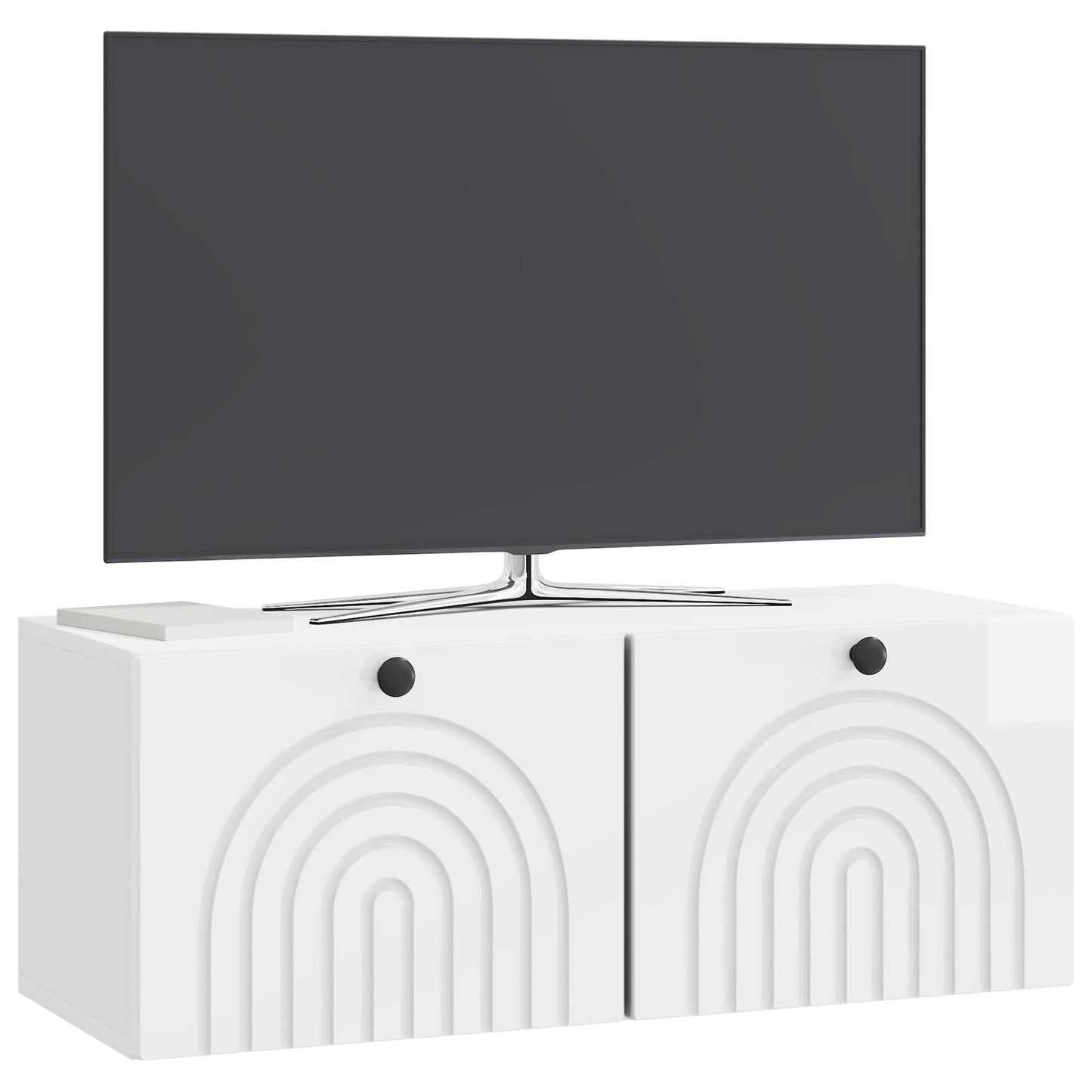 Wandbeugel TV-kast Hoogglans Wit 78,5 x 31 x 30 cm Bewerkt hout
