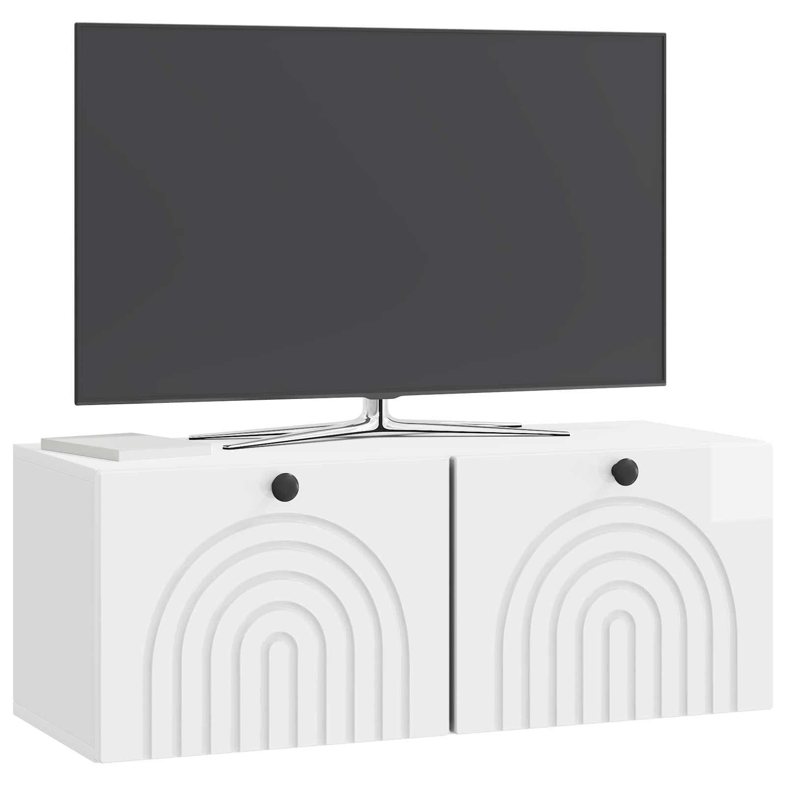 Wandbeugel TV-kast Hoogglans Wit 78,5 x 31 x 30 cm Bewerkt hout
