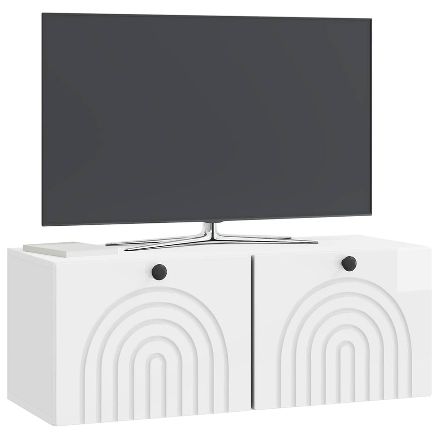 Wandbeugel TV-kast Hoogglans Wit 78,5 x 31 x 30 cm Bewerkt hout