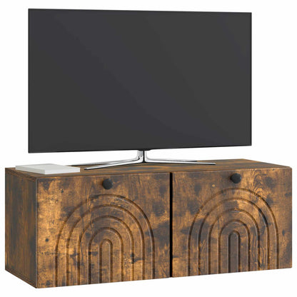 Wandbeugel TV-kast Gerookt eiken 78,5 x 31 x 30 cm Bewerkt hout