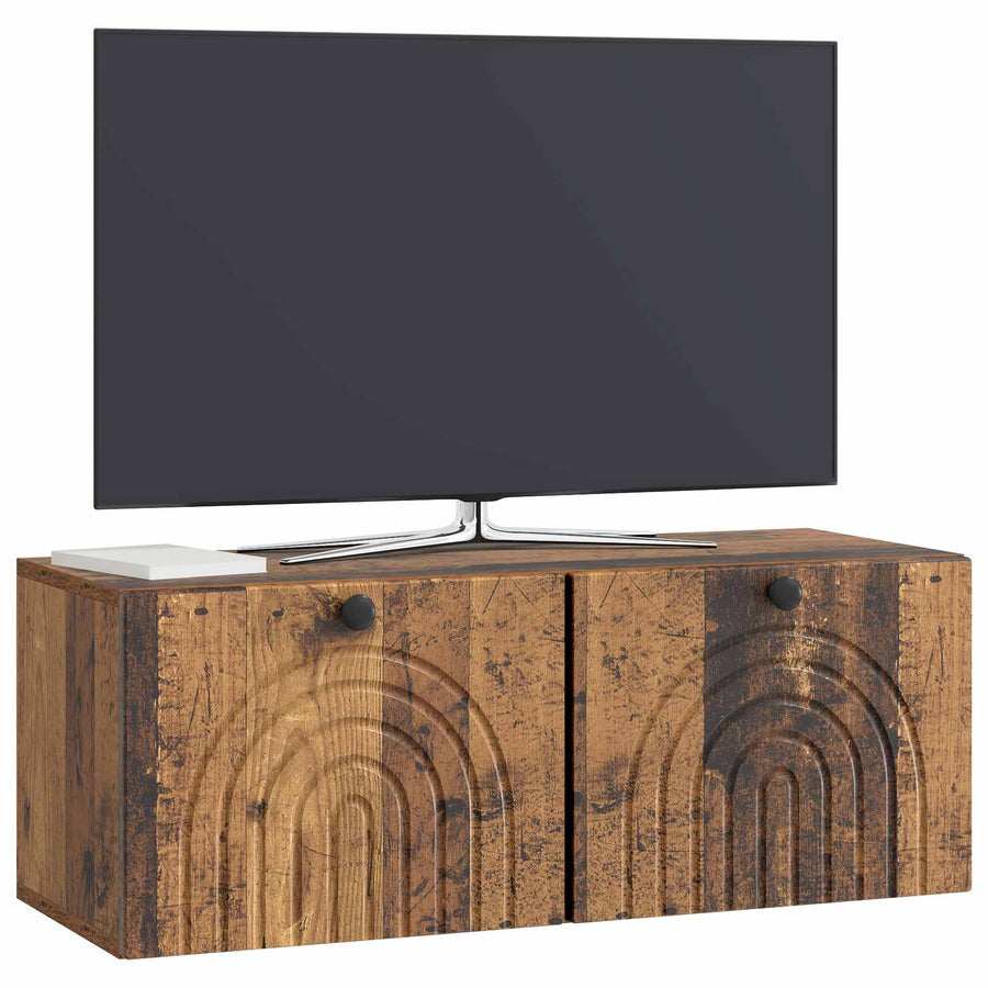 Wandbeugel TV-kast Oud hout 78,5 x 31 x 30 cm Bewerkt hout