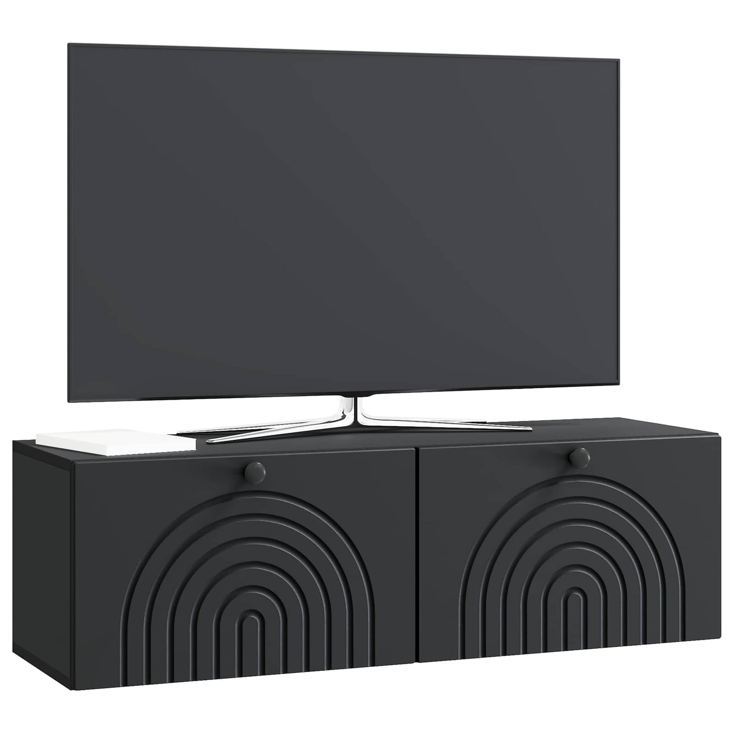 Wandbeugel TV-kast Zwart 98 x 31 x 30 cm Bewerkt hout